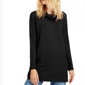 Eileen Fisher Black Long Sleeve Cowl Neck Tunic Shirt Women’s size Small Soft!